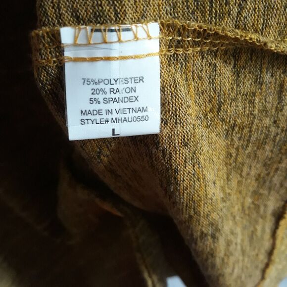 Ronnie Salloway Cowl Neck Top Women Large Mustard Large Detail Button - Picture 9 of 9